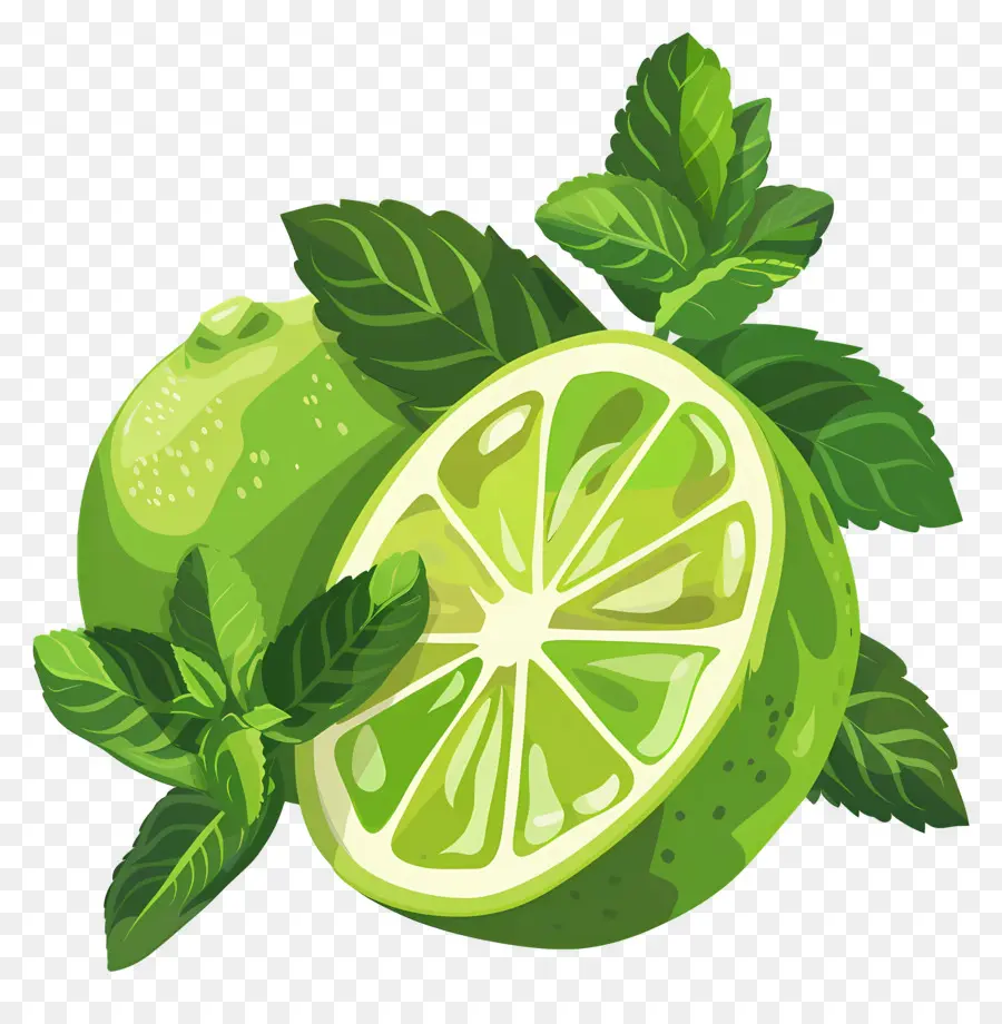 Lemon Hijau，Jeruk Nipis Dan Mint PNG