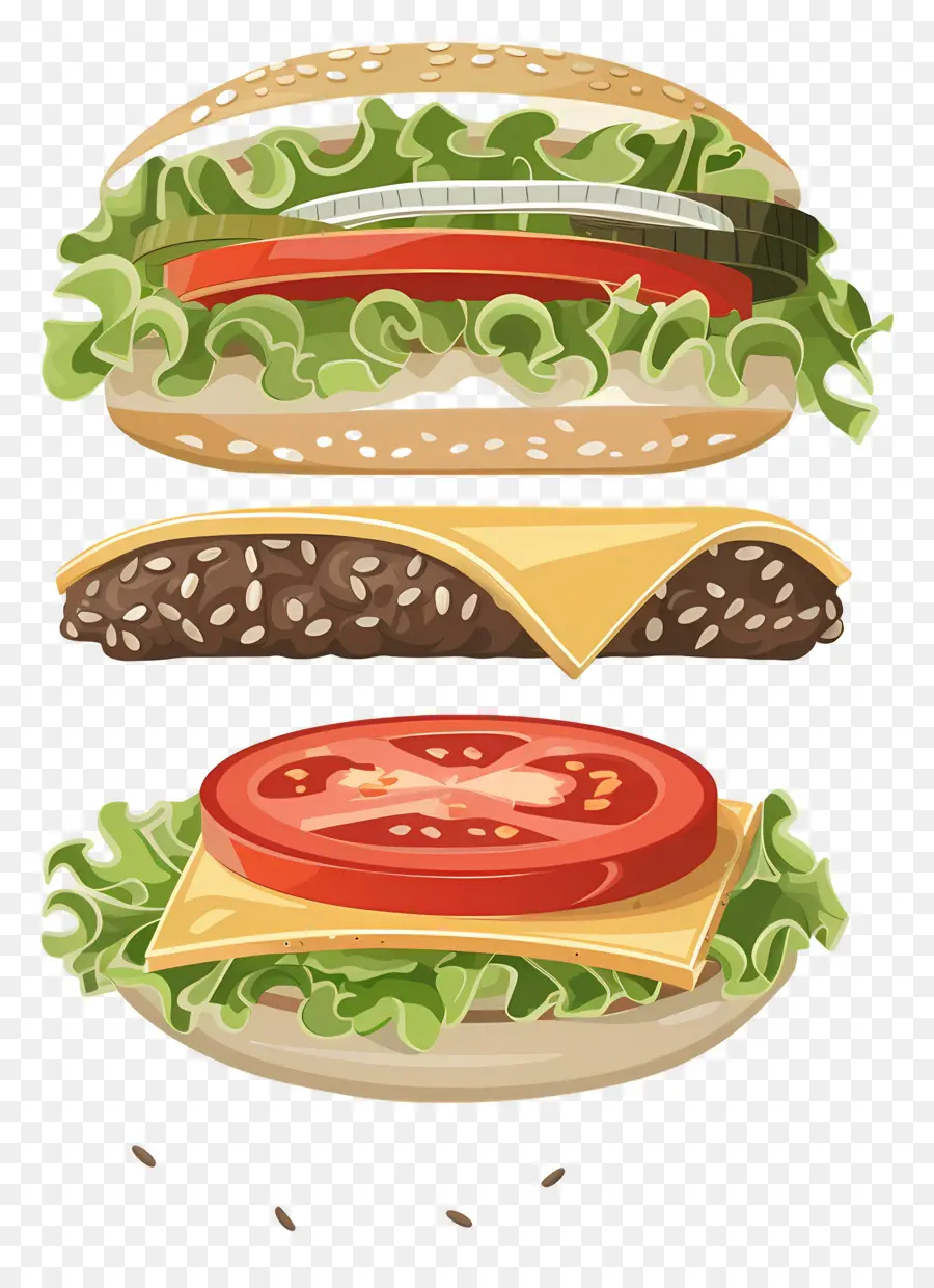 Burger Mengambang，Bahan Burgernya PNG