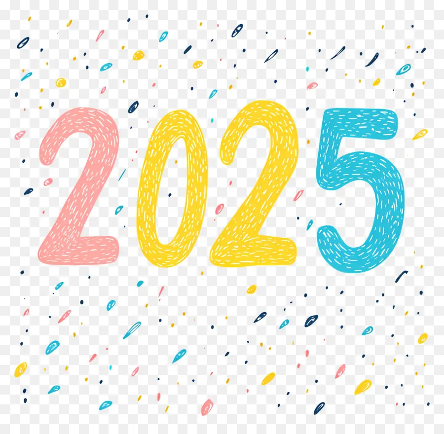 Tahun Baru 2025，Penuh Warna 2025 PNG