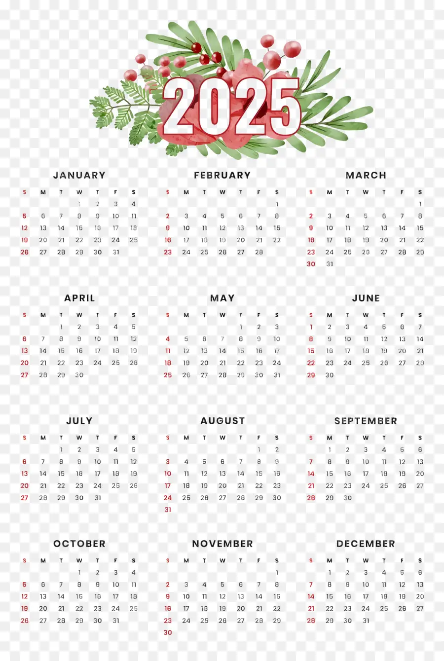 Kalender 2025，Tanggal PNG