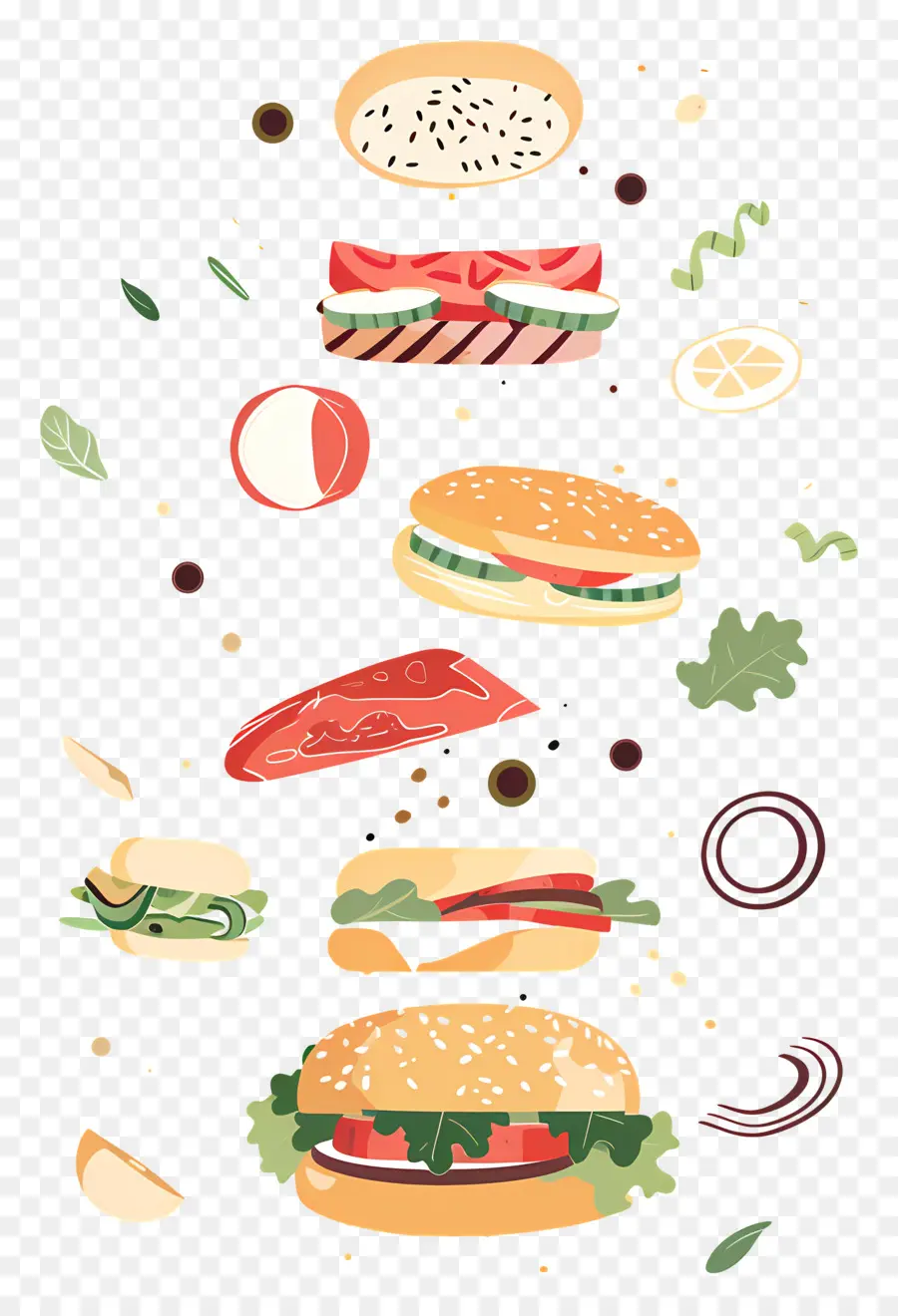 Burger Mengambang，Bahan Burgernya PNG