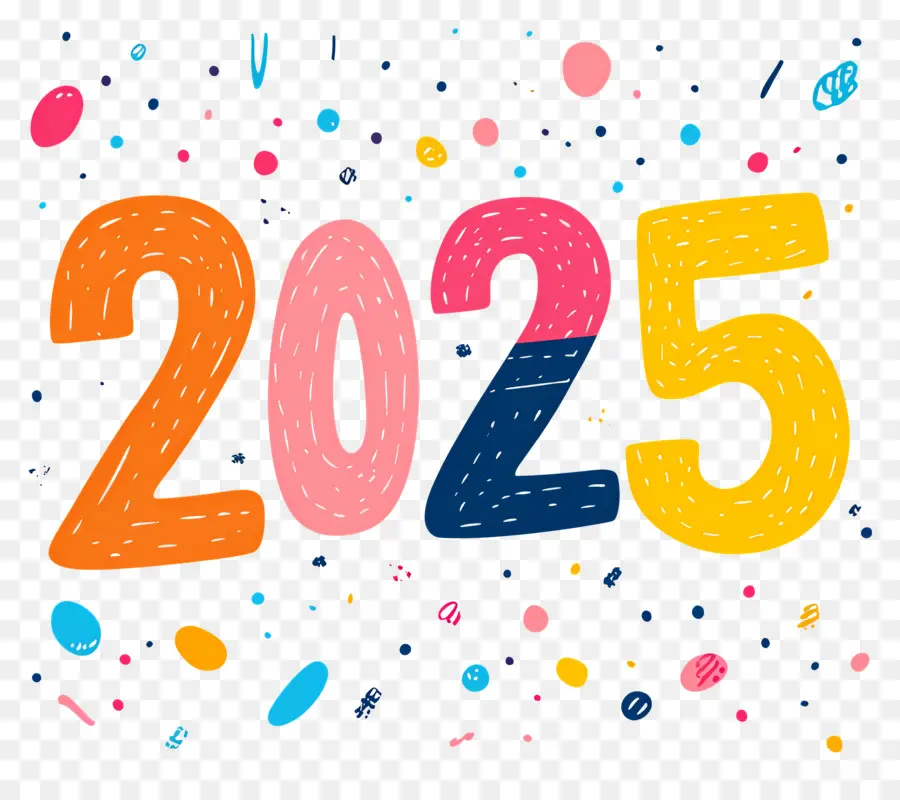 Tahun Baru 2025，Penuh Warna 2025 PNG