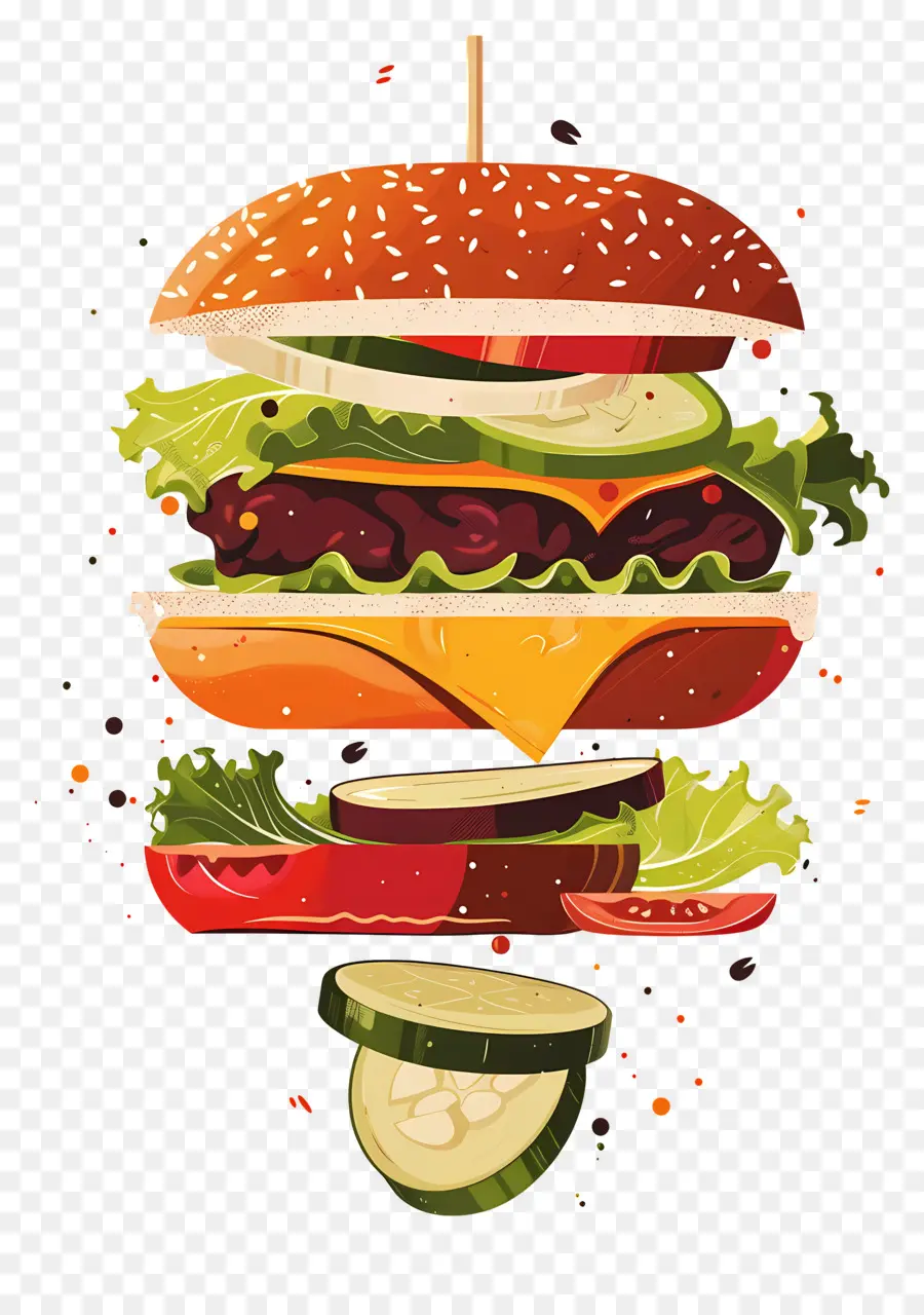 Burger Mengambang，Ledakan Burger PNG