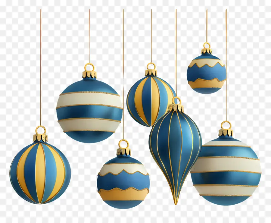 Menggantung Bola Natal，Ornamen Biru Dan Kuning PNG