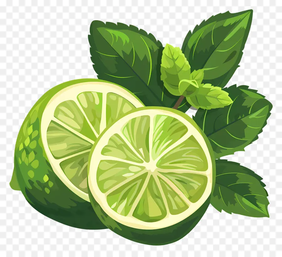 Lemon Hijau，Jeruk Nipis Dan Mint PNG