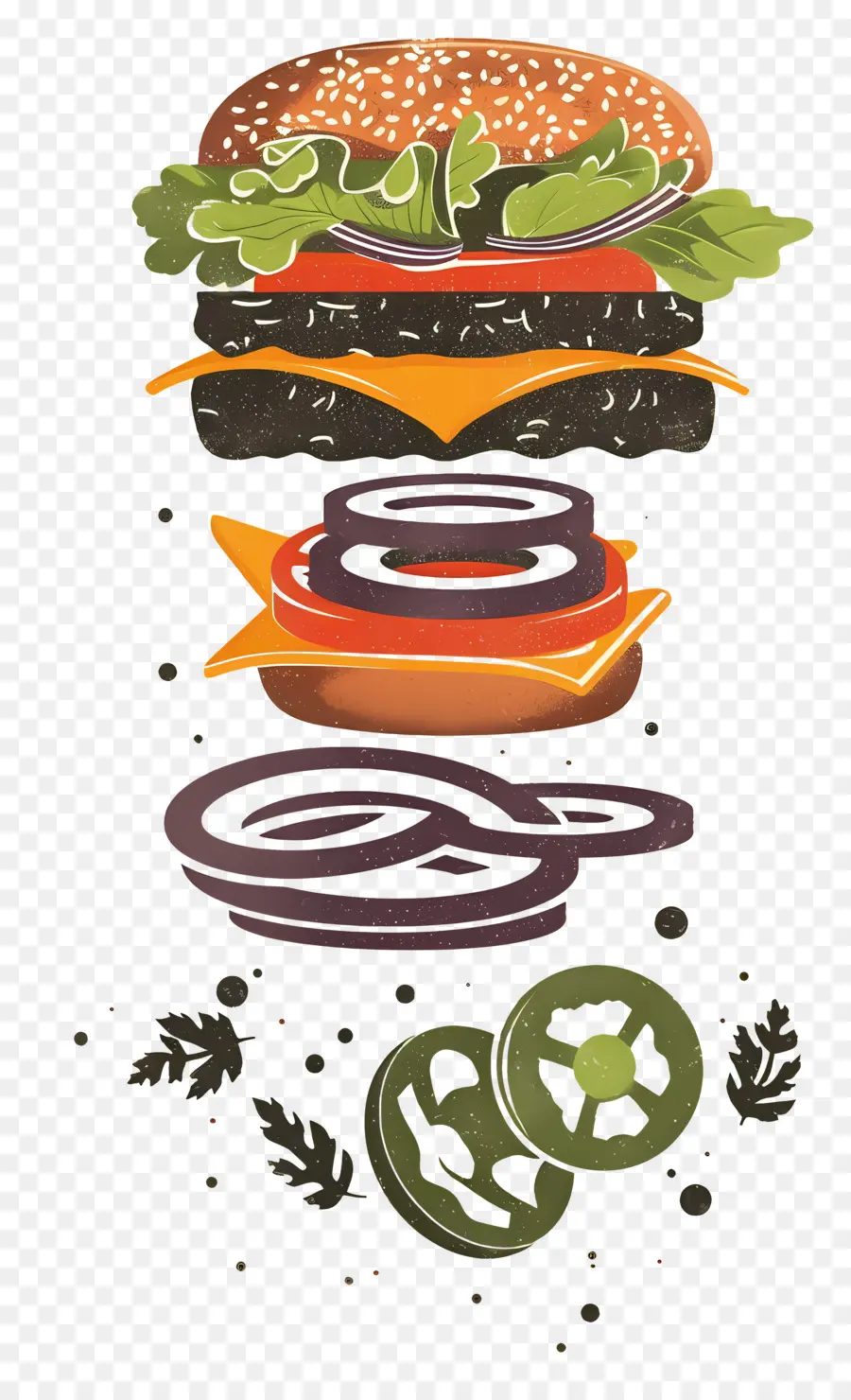 Burger Mengambang，Burger Meledak PNG