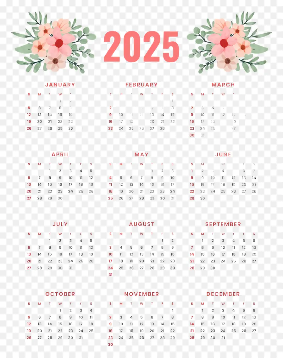 Kalender 2025，Kalender 2025 Dengan Daun PNG