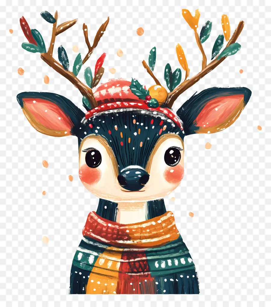 Rusa Natal，Rusa Lucu Dengan Syal PNG