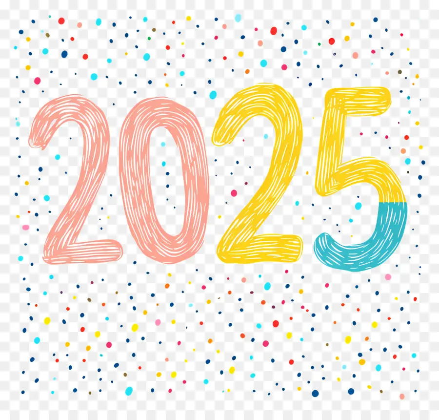 Tahun Baru 2025，Penuh Warna 2025 PNG