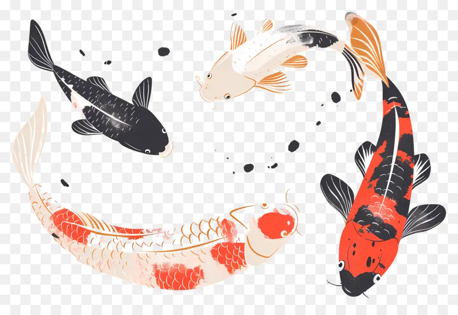 Ikan Koi，Tiga Detail Ikan Koi PNG