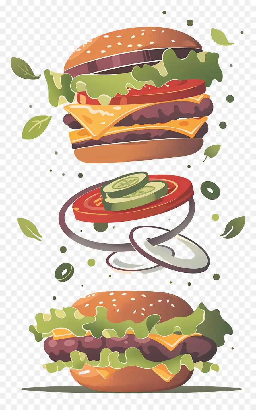 Burger Mengambang，Bahan Burgernya PNG