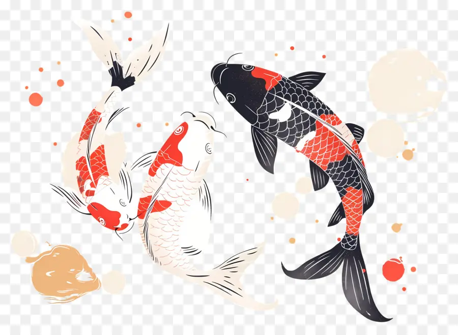 Ikan Koi，Tiga Detail Ikan Koi PNG