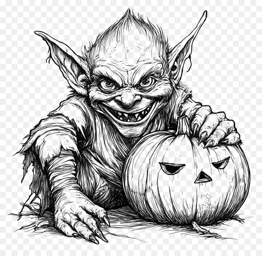 Labu Goblin，Sketsa Goblin Dengan Labu PNG