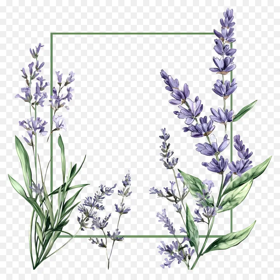 Bingkai Bunga，Bingkai Persegi Lavender PNG