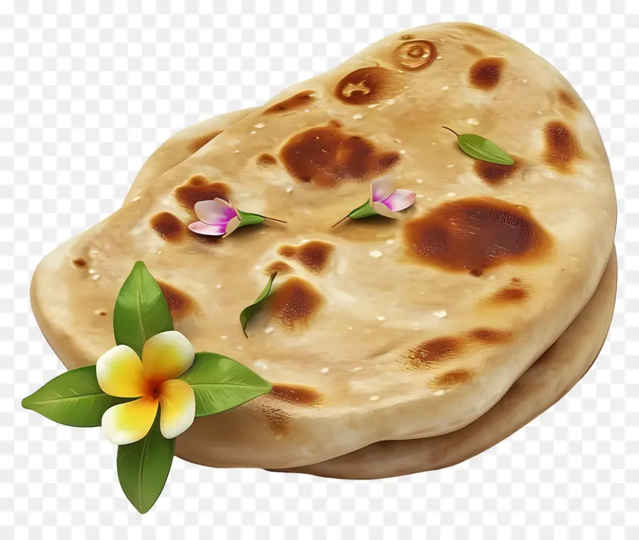 Roti Naan，Roti Pipih Dengan Bunga PNG