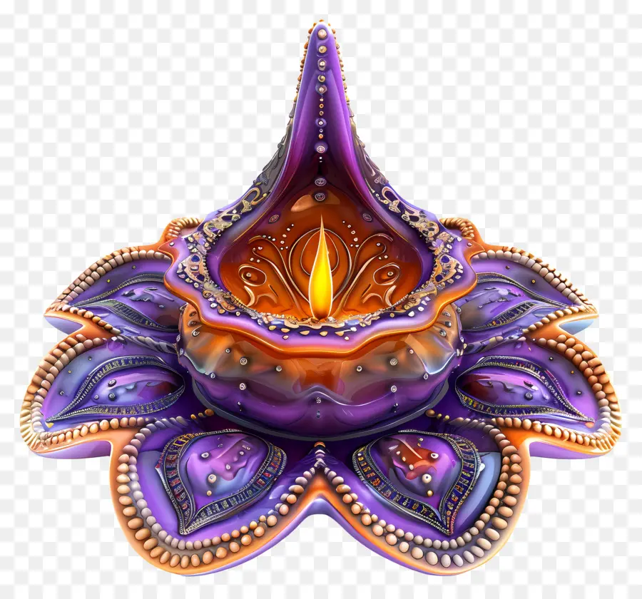 Lampu Diwali，Ungu Diya PNG