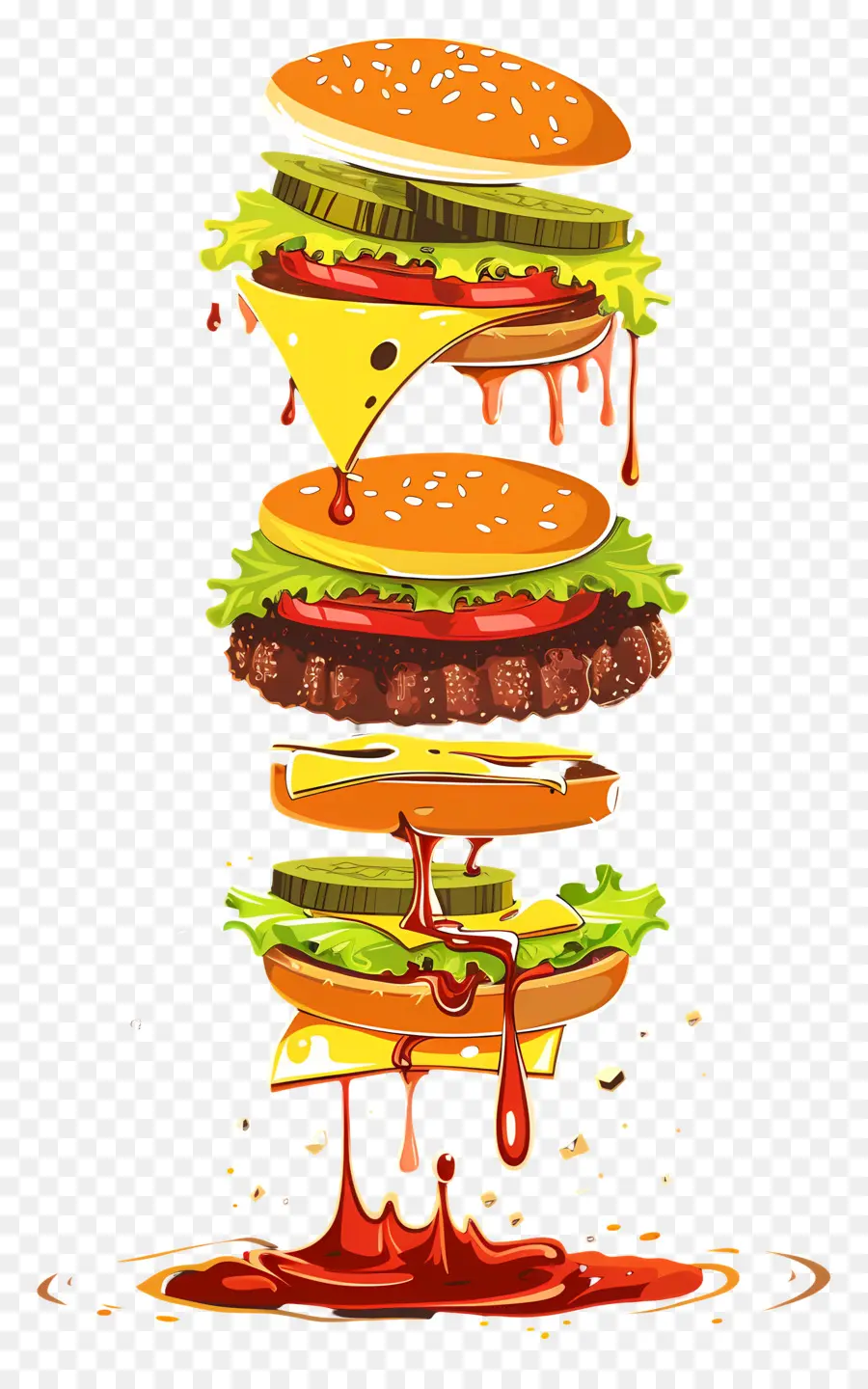 Burger Mengambang，Lapisan Burger PNG