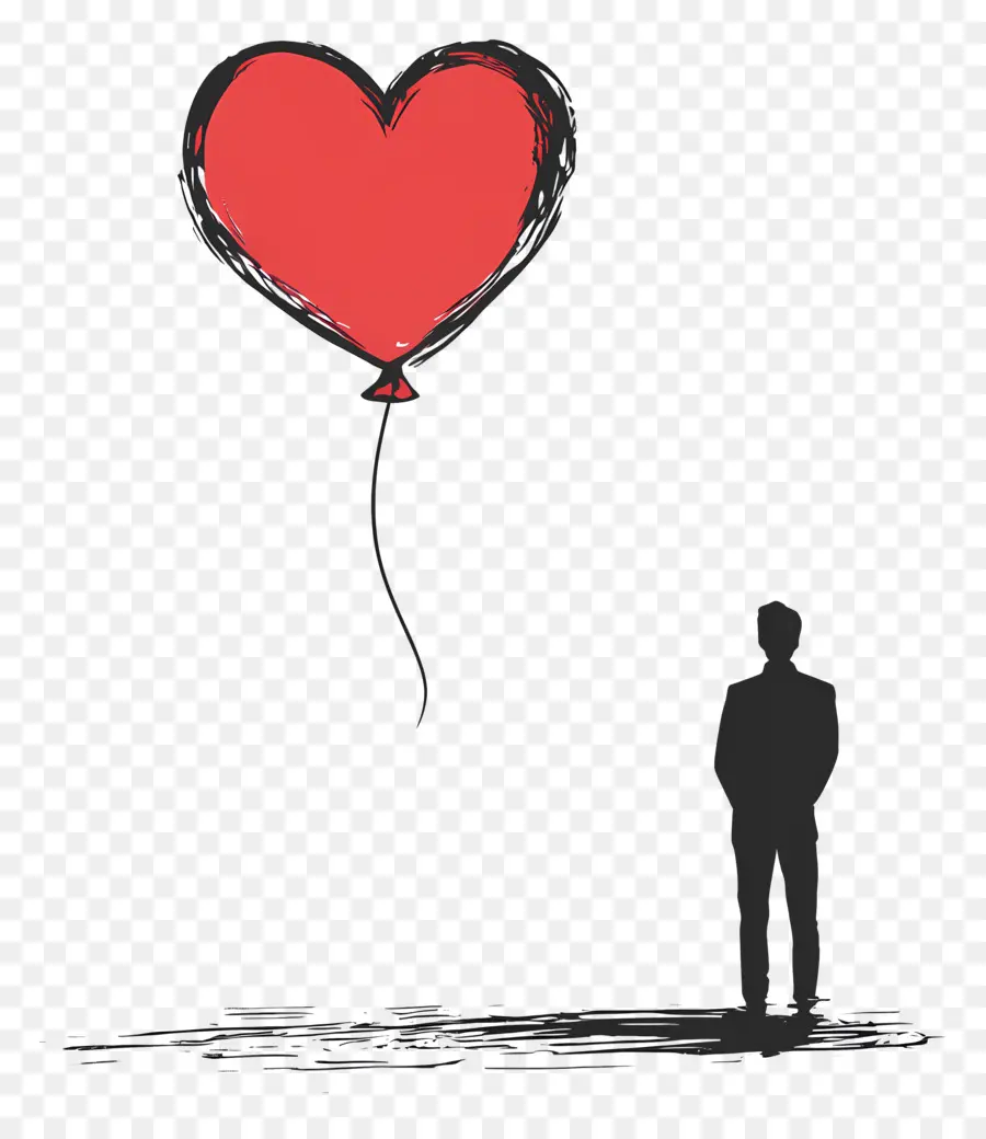 Balon Cinta，Pria Dengan Balon Hati PNG