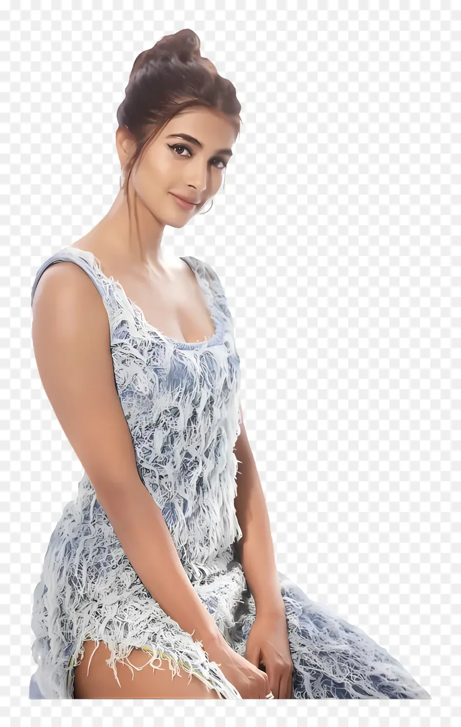 Pooja Hegde，Wanita Dengan Gaun Biru PNG