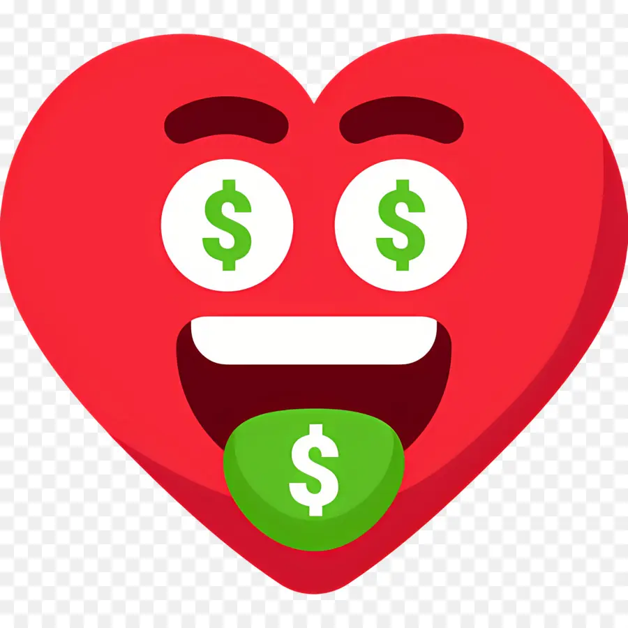 Uang Emoji，Wajah Hati Dengan Mata Dolar PNG