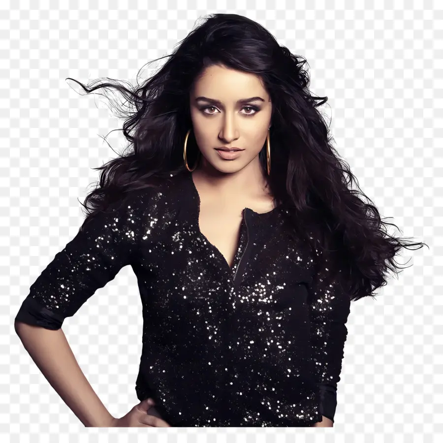 Shraddha Kapoor，Wanita Dengan Atasan Payet Hitam PNG