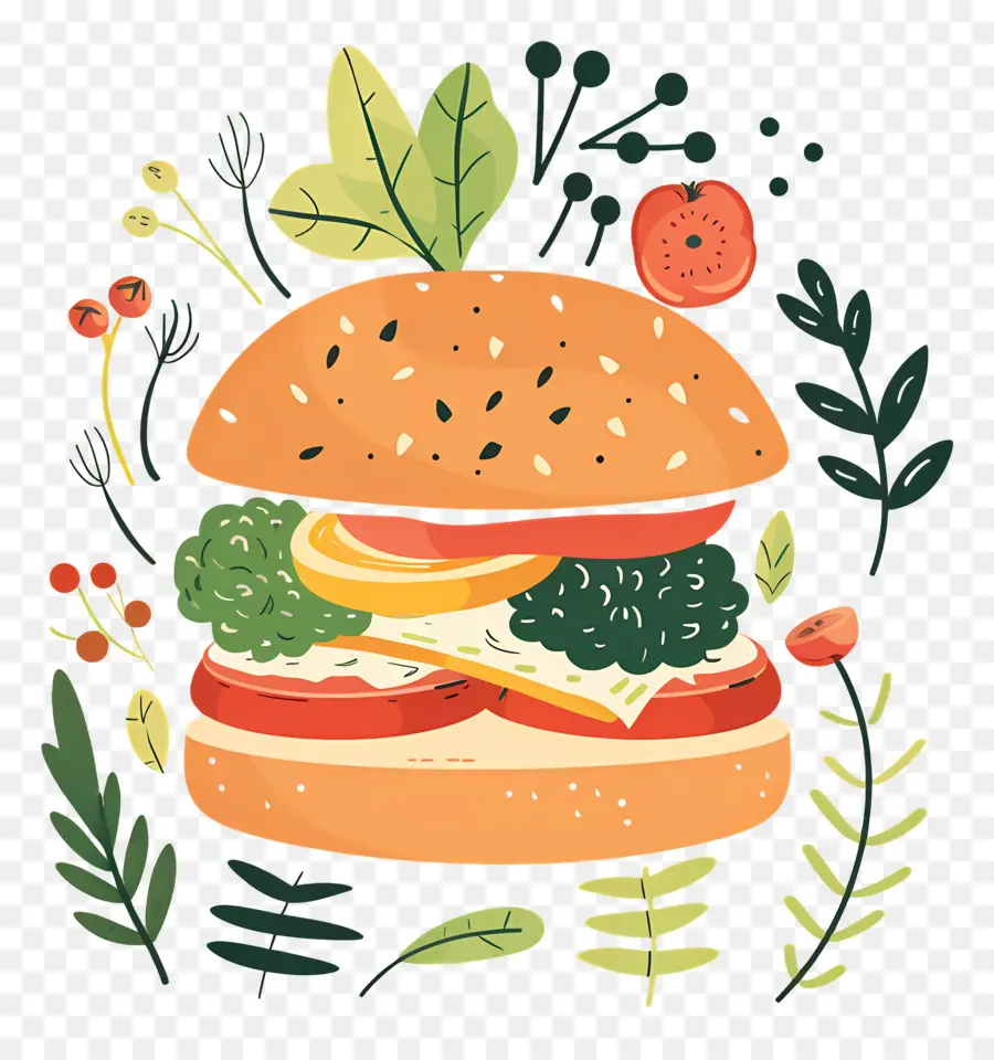 Burger Vegetarian，Burgernya PNG