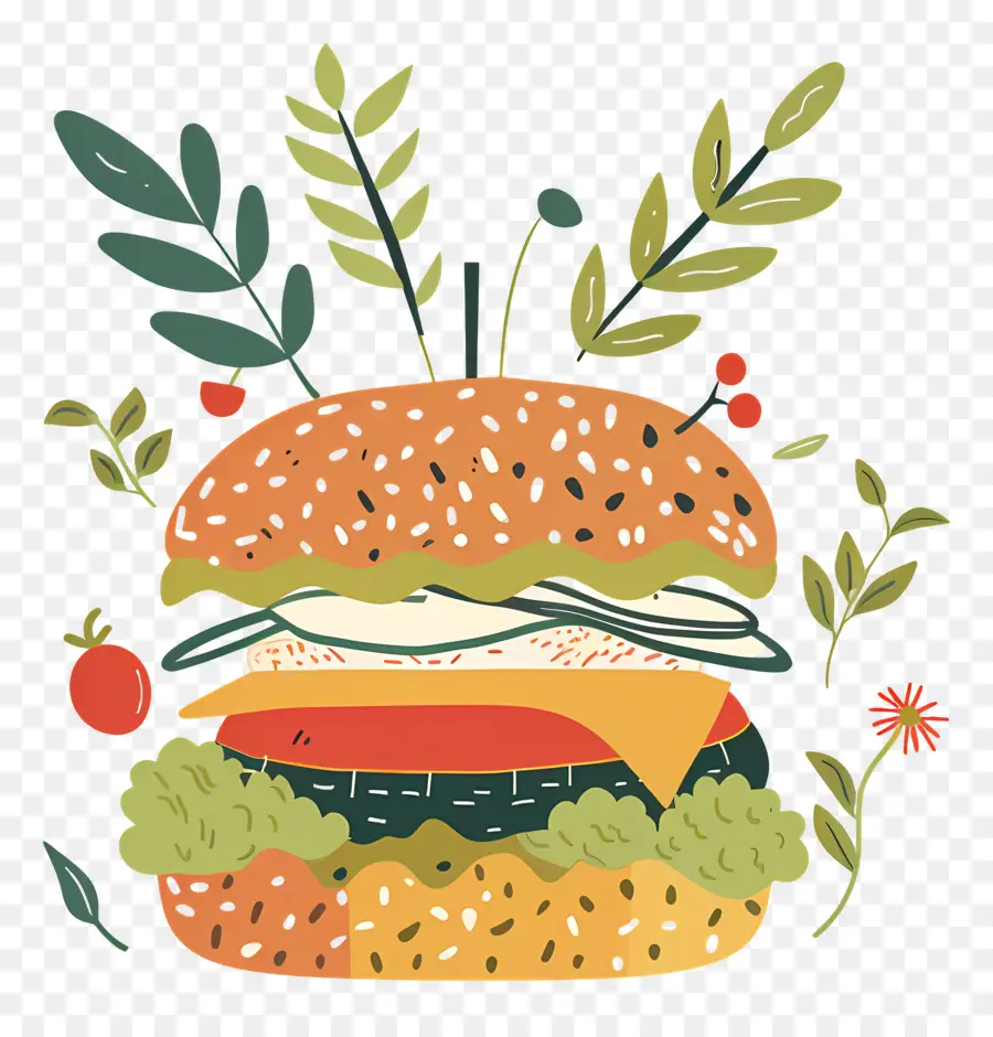 Burger Vegetarian，Burgernya PNG