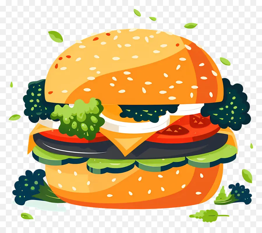 Burger Vegetarian，Burgernya PNG