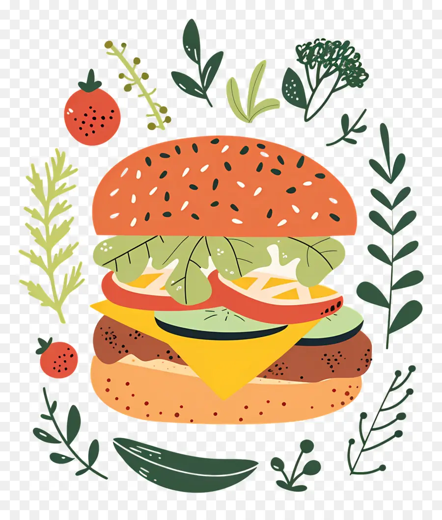 Burger Vegetarian，Burgernya PNG