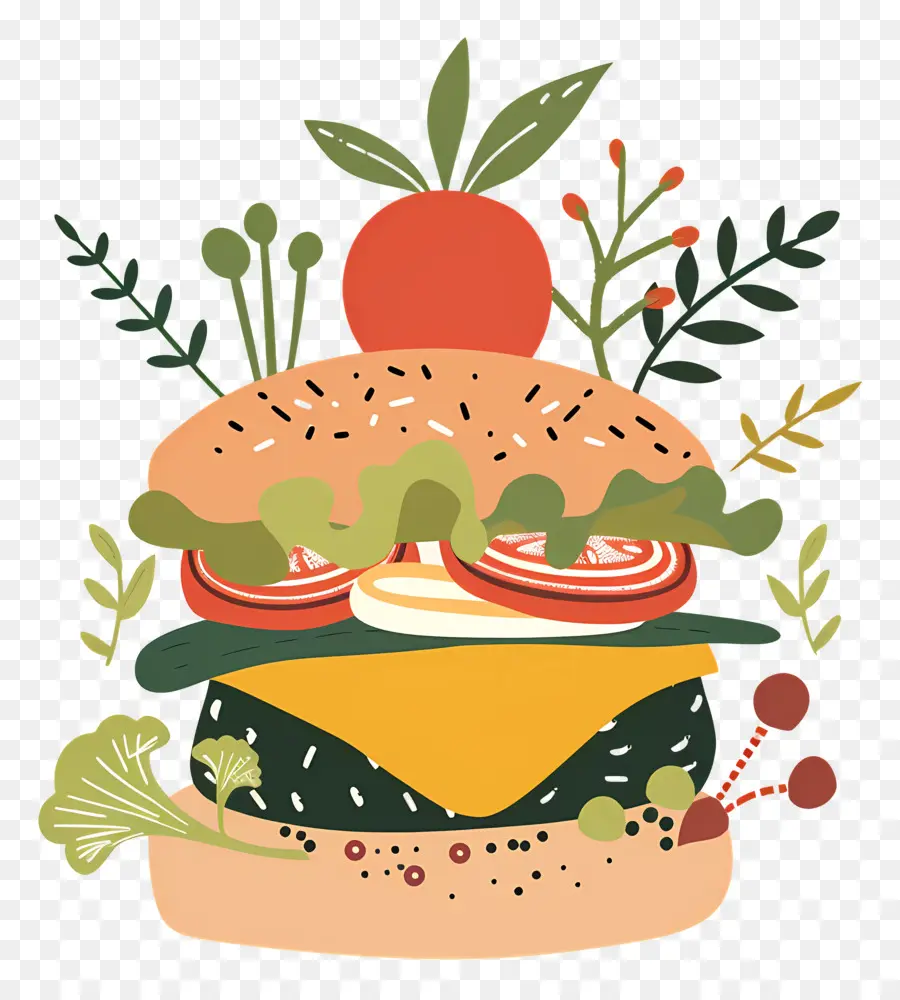 Burger Vegetarian，Burgernya PNG