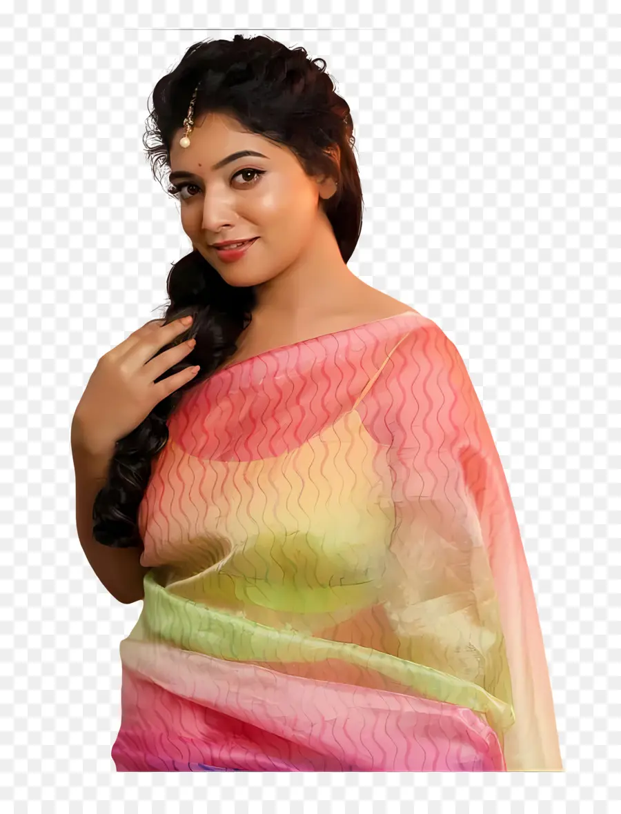 Priyanka Thimmesh，Wanita Dengan Saree Berwarna Warni PNG