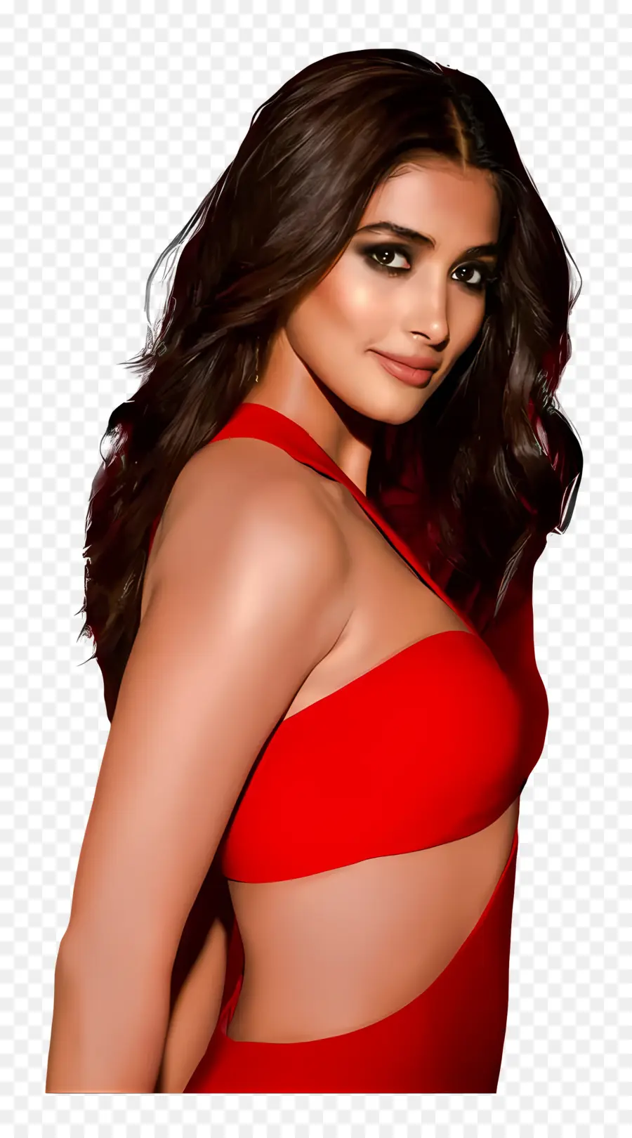 Pooja Hegde，Wanita Berpakaian Merah PNG