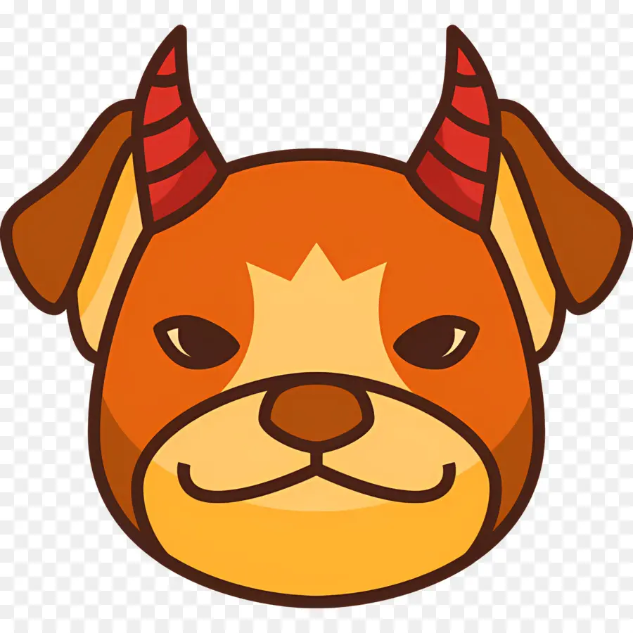 Emoji Anjing，Anjing Bertanduk PNG