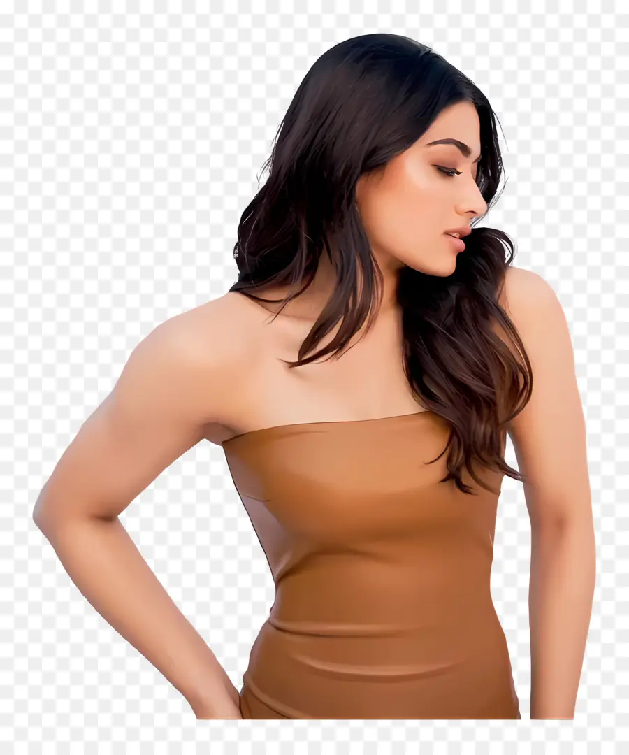 Rashmika Mandanna，Wanita Berbaju Coklat PNG