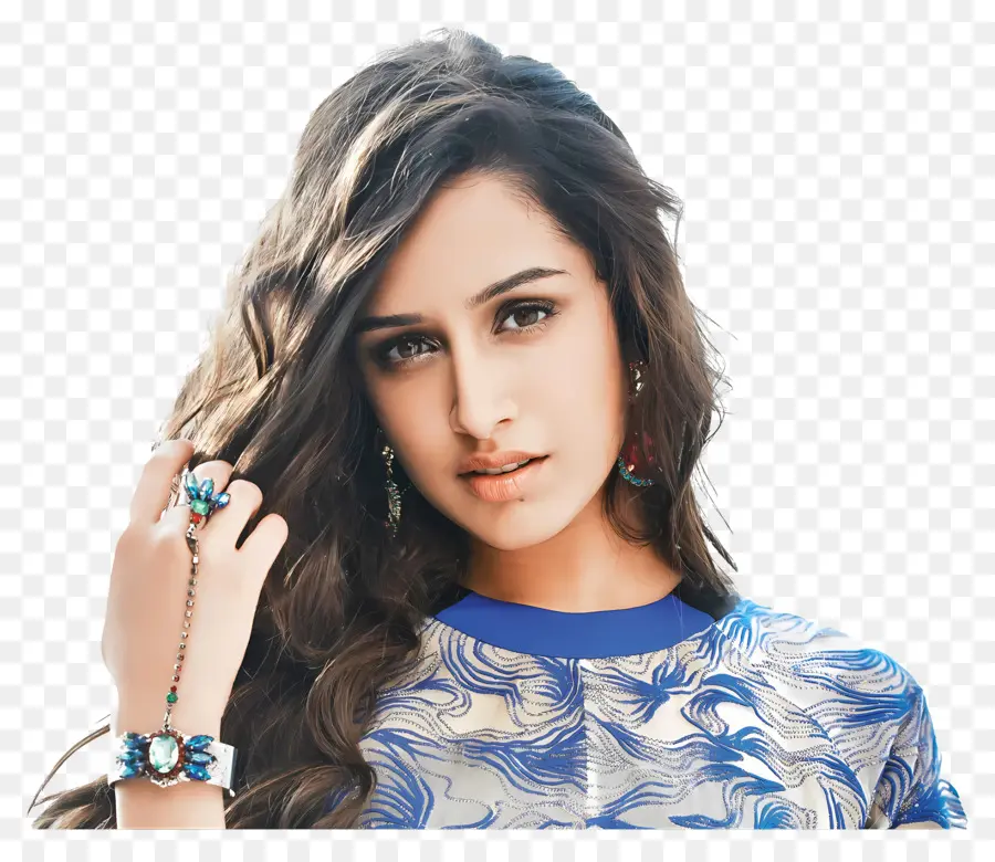 Shraddha Kapoor，Wanita Berbaju Biru Dan Putih PNG