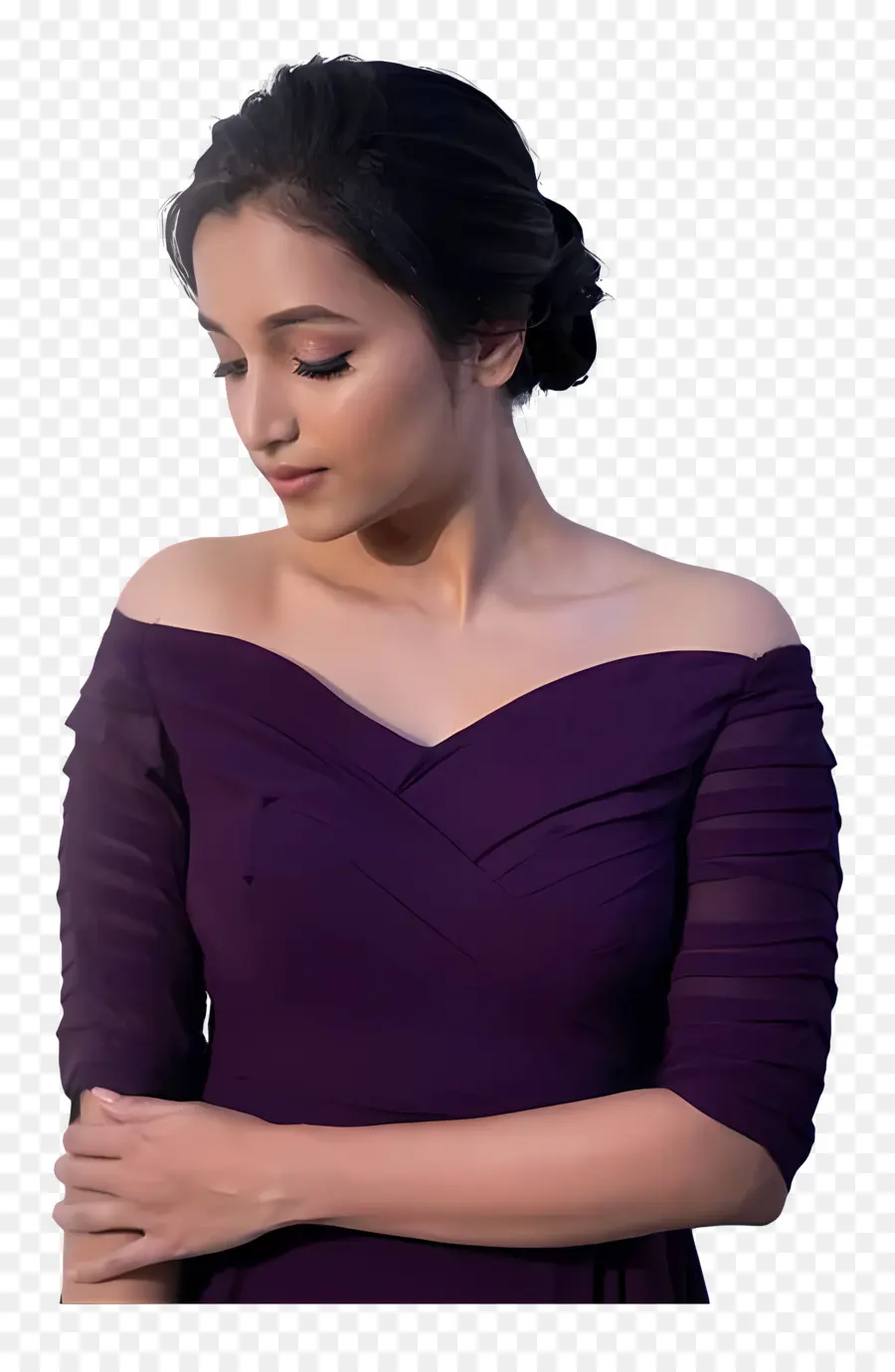 Srinidhi Shetty，Wanita Bergaun Ungu PNG