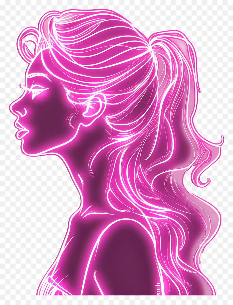 Siluet Barbie Merah Muda，Siluet Neon Wanita PNG