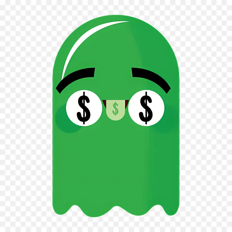 Emoji Hantu，Hantu Hijau Bermata Dolar PNG