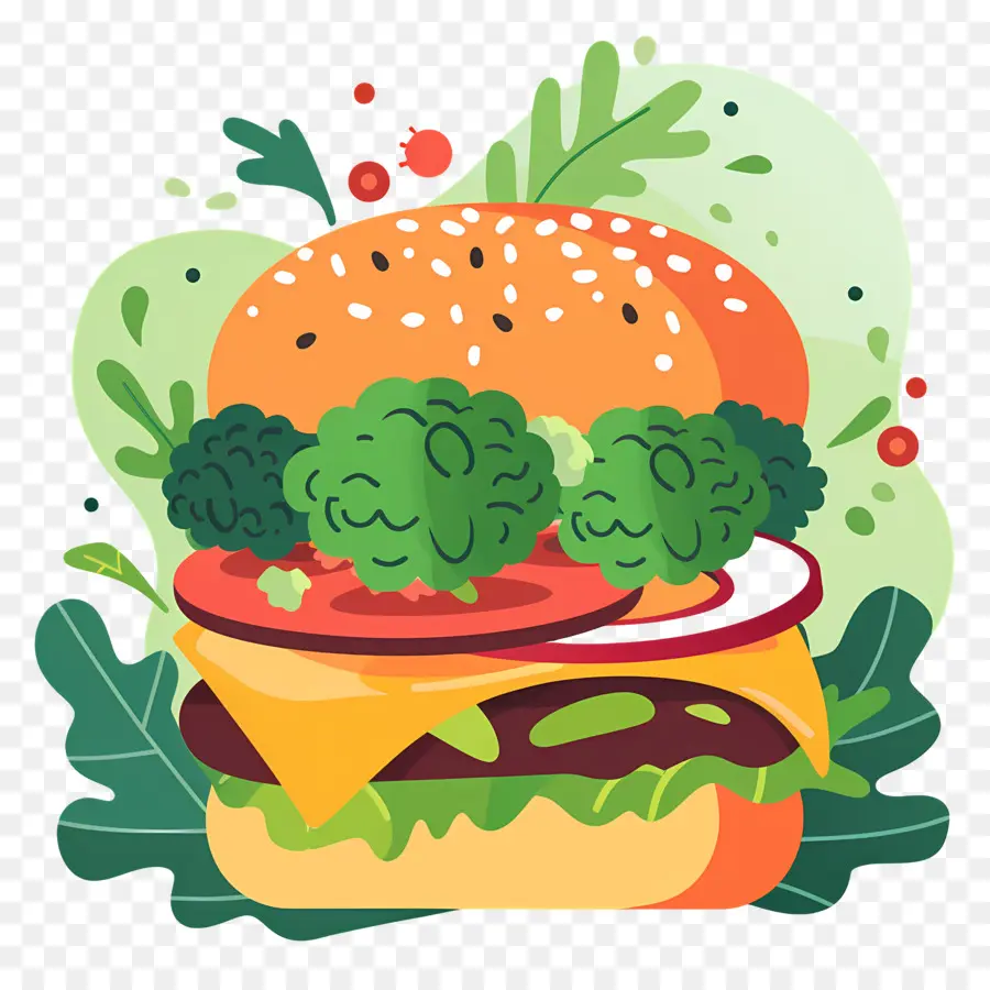 Burger Vegetarian，Burgernya PNG