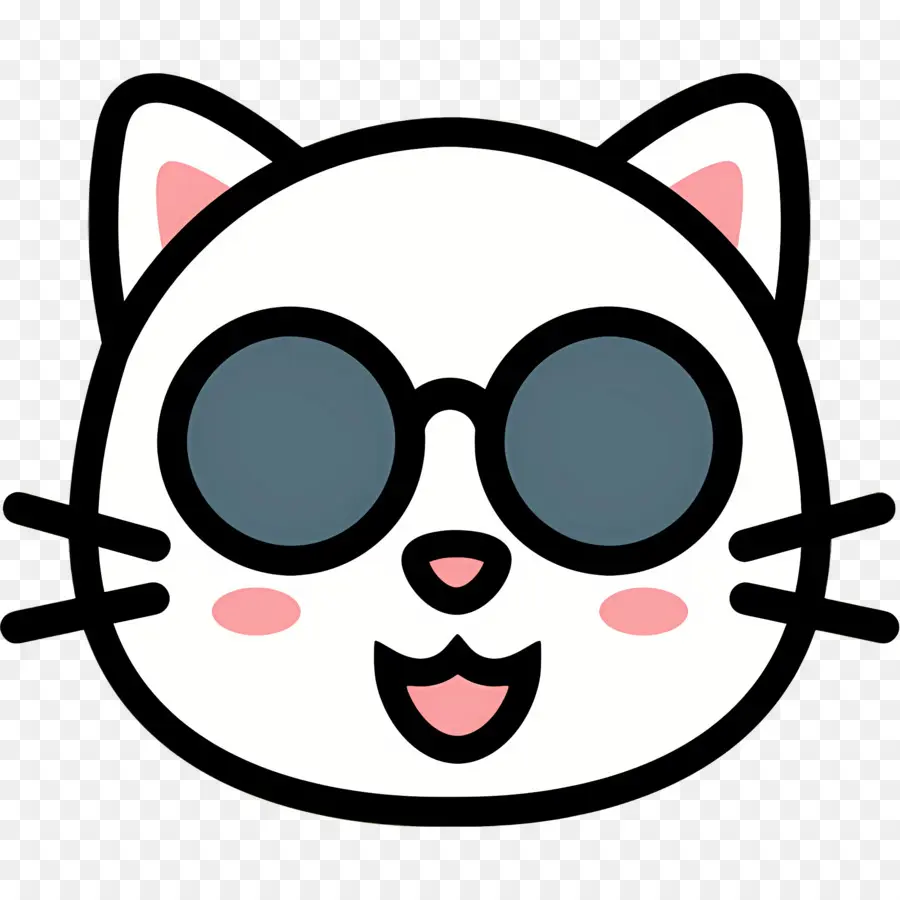 Emoji Kucing，Kucing Berkacamata PNG