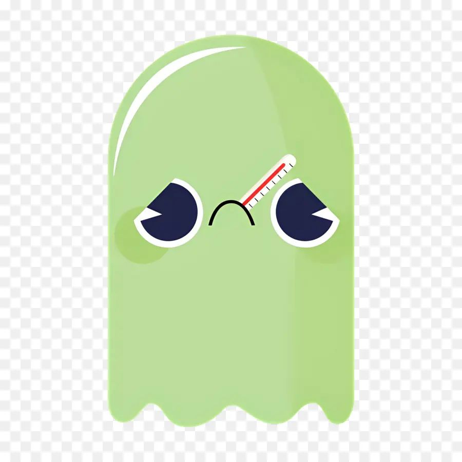 Emoji Hantu，Hantu Hijau Yang Sakit PNG