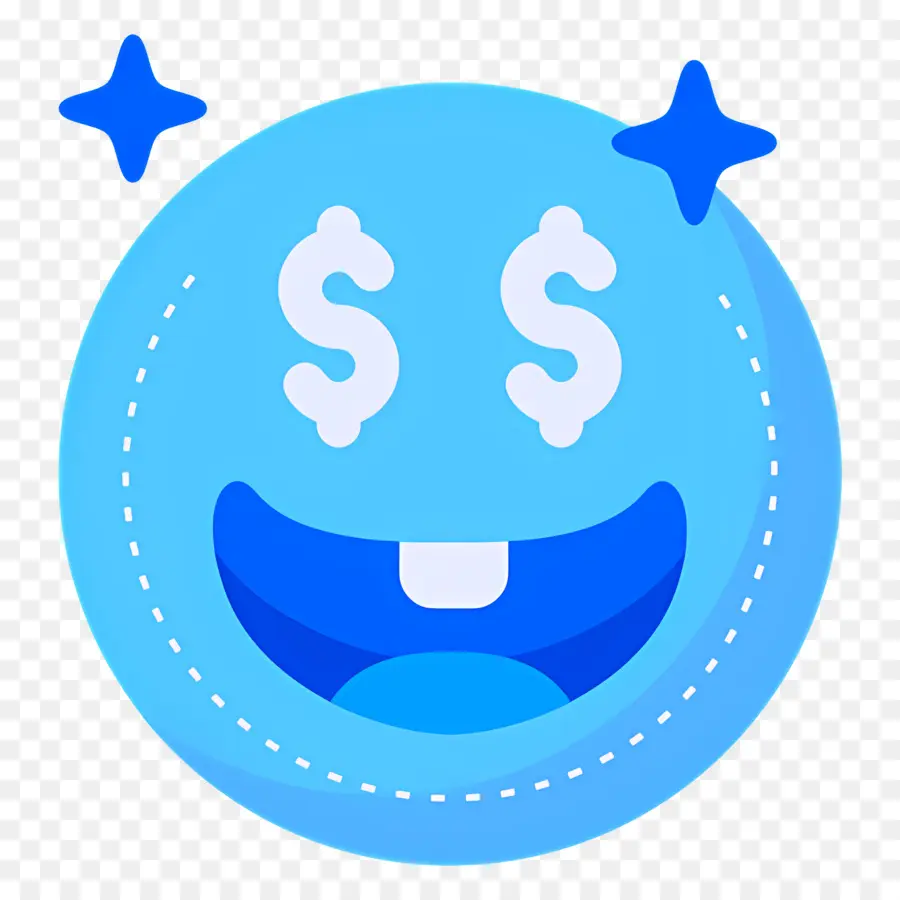 Uang Emoji，Wajah Biru Dengan Mata Dolar PNG