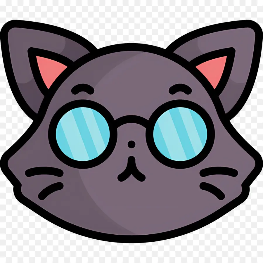 Emoji Kucing，Kucing Berkacamata PNG