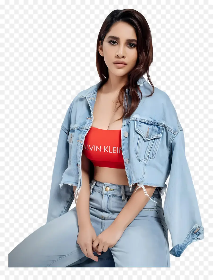 Nabha Natesh，Wanita Dengan Pakaian Denim PNG