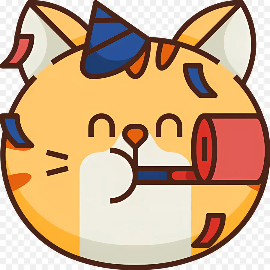 Emoji Kucing，Kucing Dengan Topi Pesta PNG