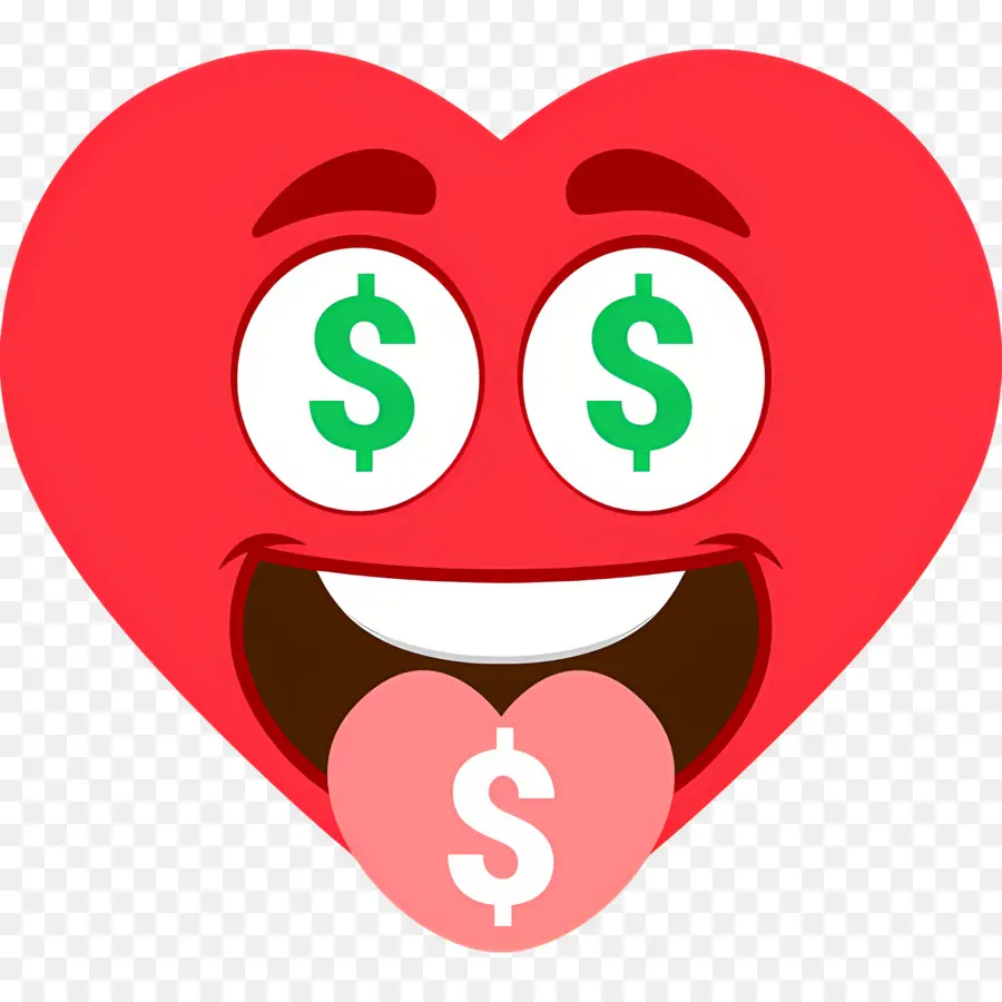 Uang Emoji，Wajah Hati Dengan Mata Dolar PNG