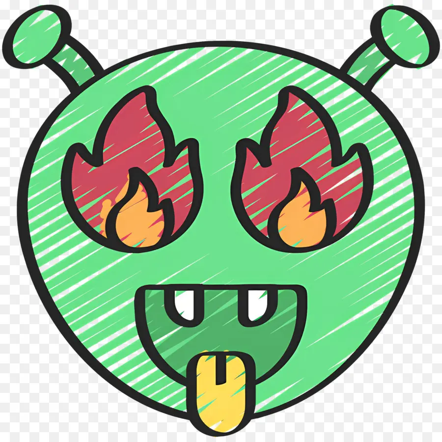 Emoji Api，Alien Dengan Mata Api PNG