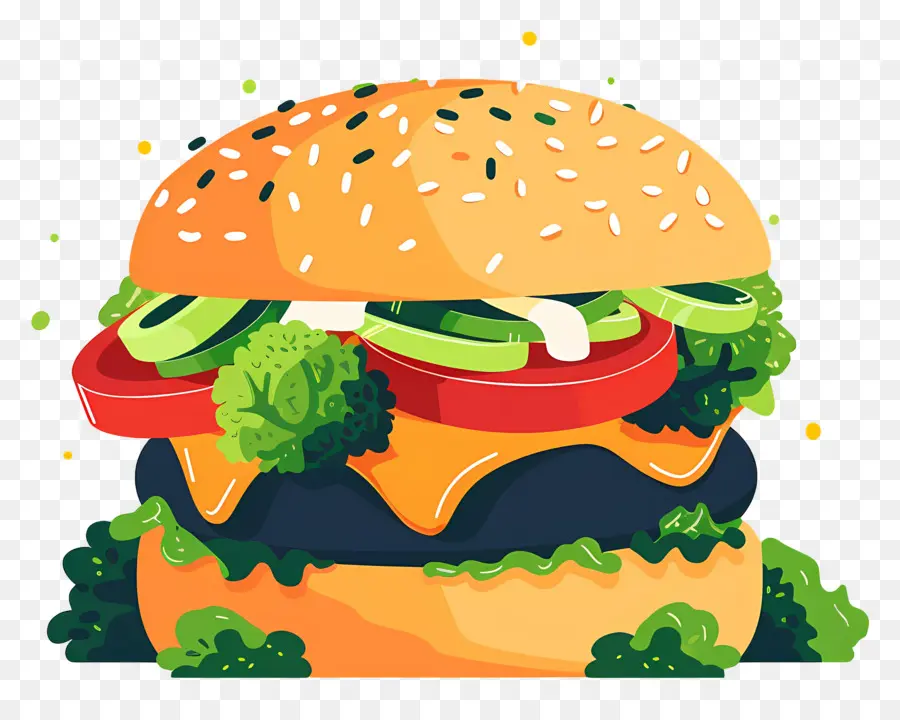 Burger Vegetarian，Burger Kartun PNG