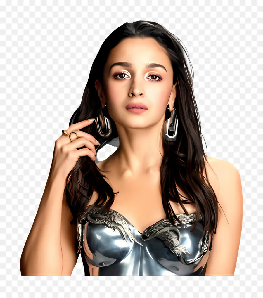 Alia Bhatt，Wanita Berpakaian Metalik PNG