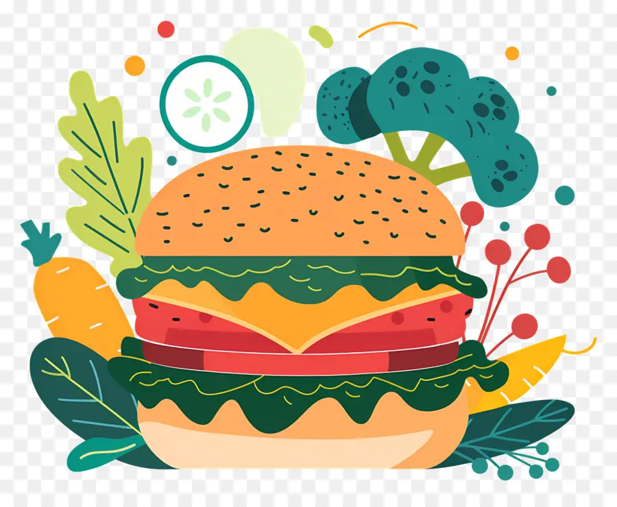 Burger Vegetarian，Burgernya PNG